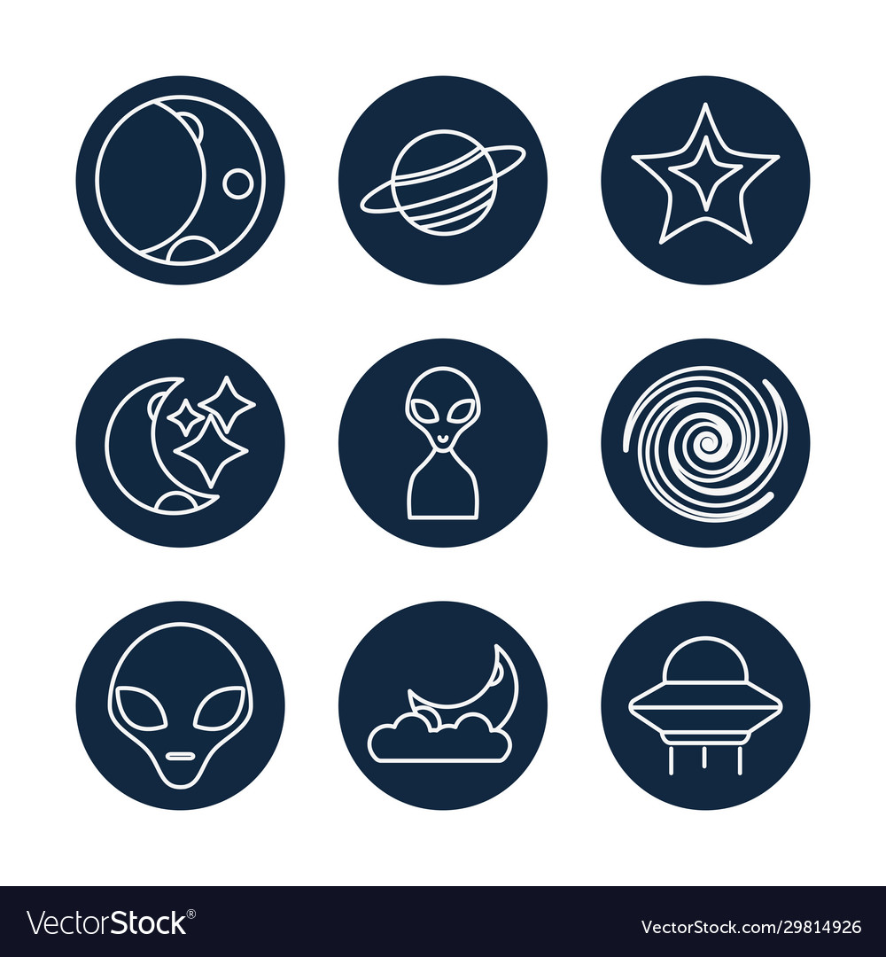 Isolierte Raumlinie Block-Stil-Icon-Set
