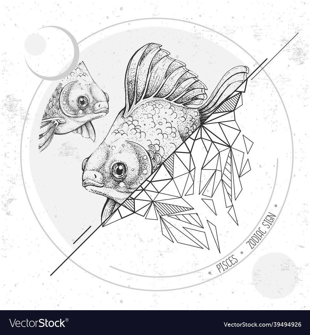 Magic card with astrology pisces zodiac sign vector image Magic card with astrology pisces zodiac sign