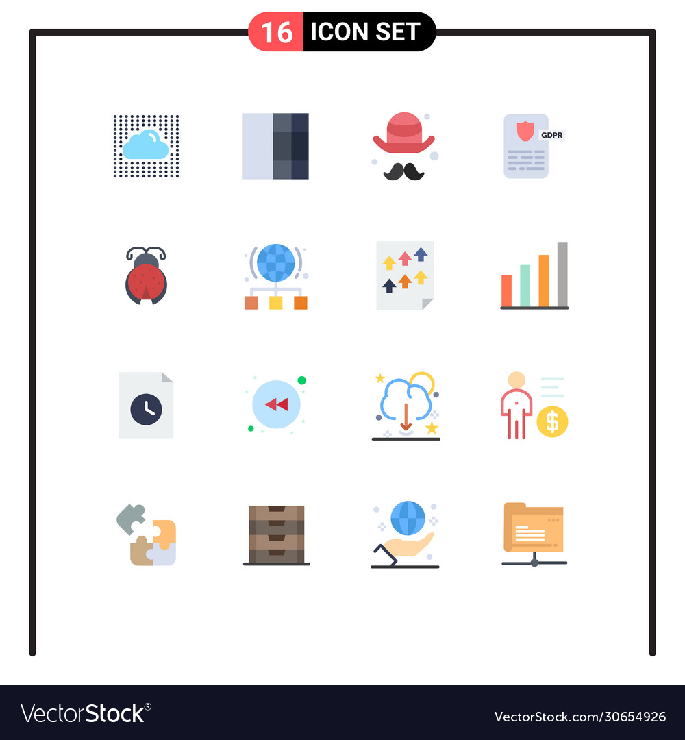 Mobile interface flat color set 16 pictograms