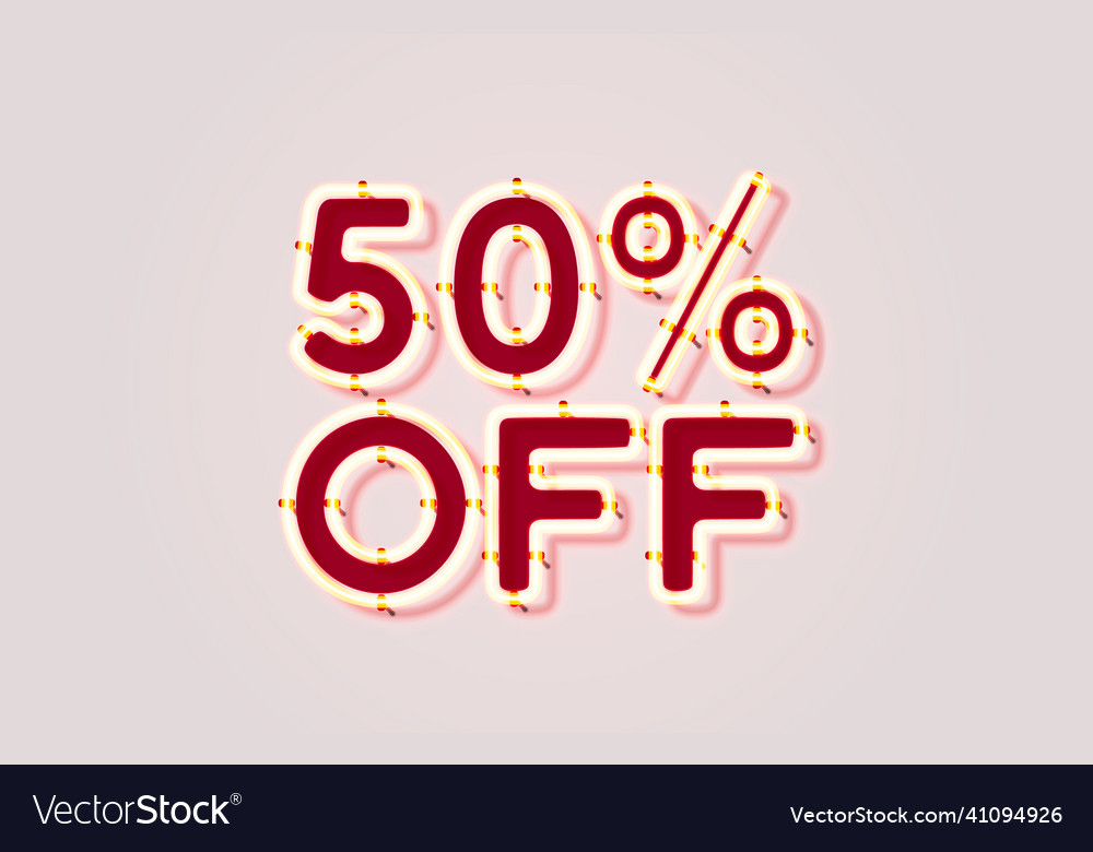 Neon 50 ausverkaufsbanner sign board promotion vector image Neon 50 ausverkaufsbanner sign board promotion