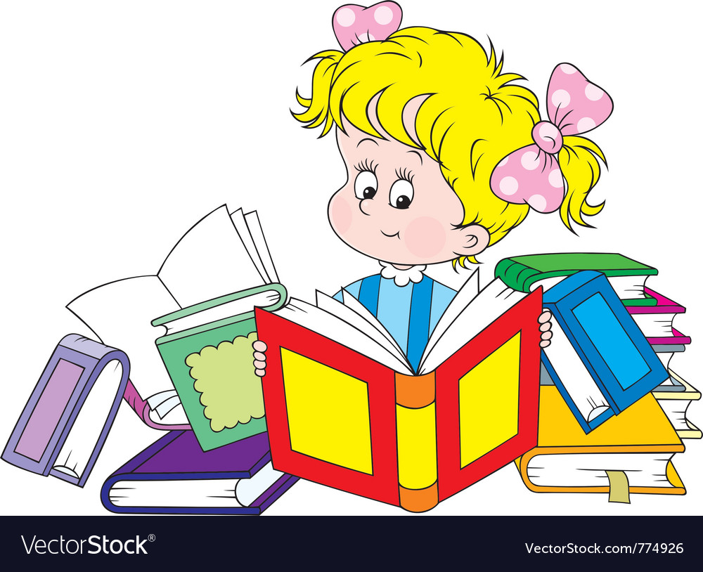 Reading girl Royalty Free Vector Image - VectorStock