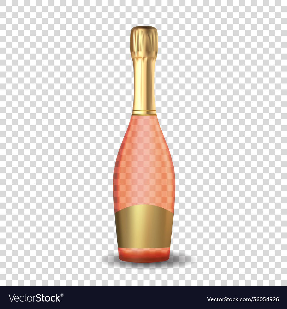 Realistic 3d champagne rose pink and golden