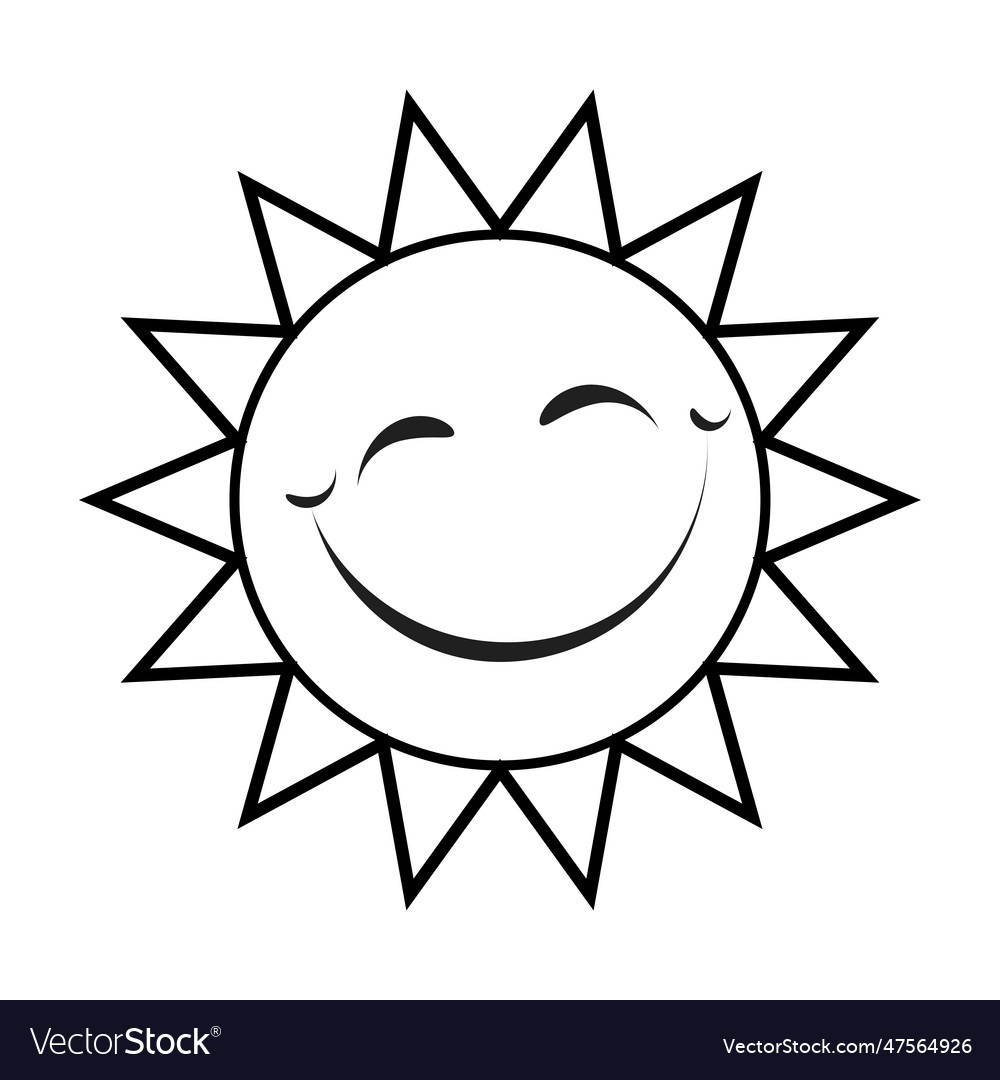 Sun Face Line Art Design For Print Royalty Free Vector Image