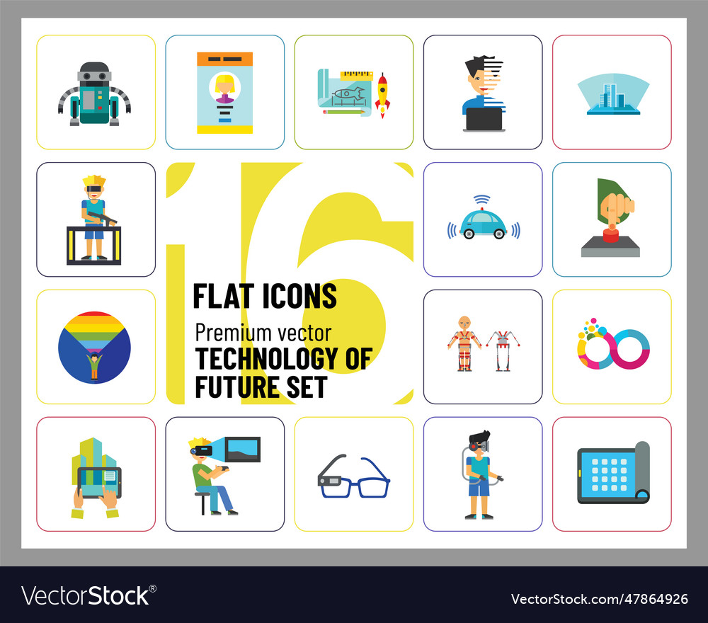 Technology of future icon set