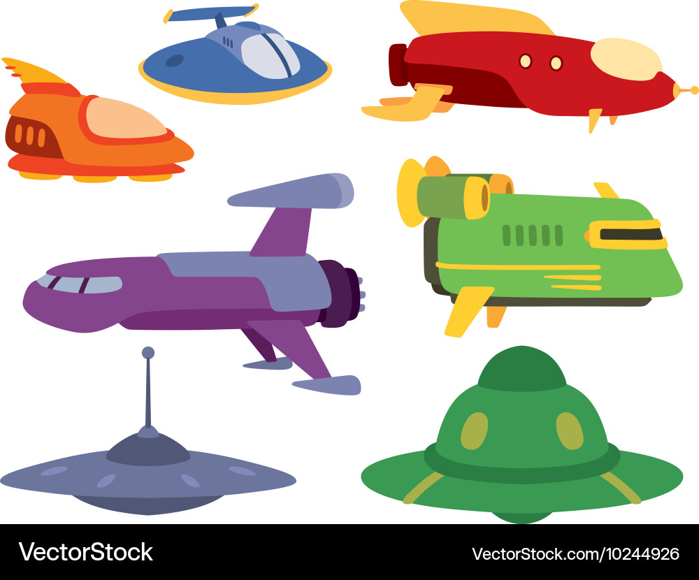 Ufo spaceship set Royalty Free Vector Image - VectorStock