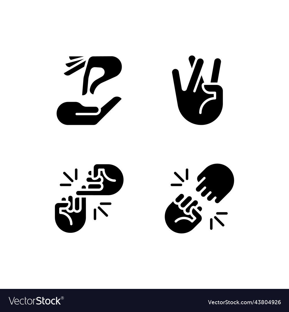 Using gestures for communication black glyph vector image Using gestures for communication black glyph