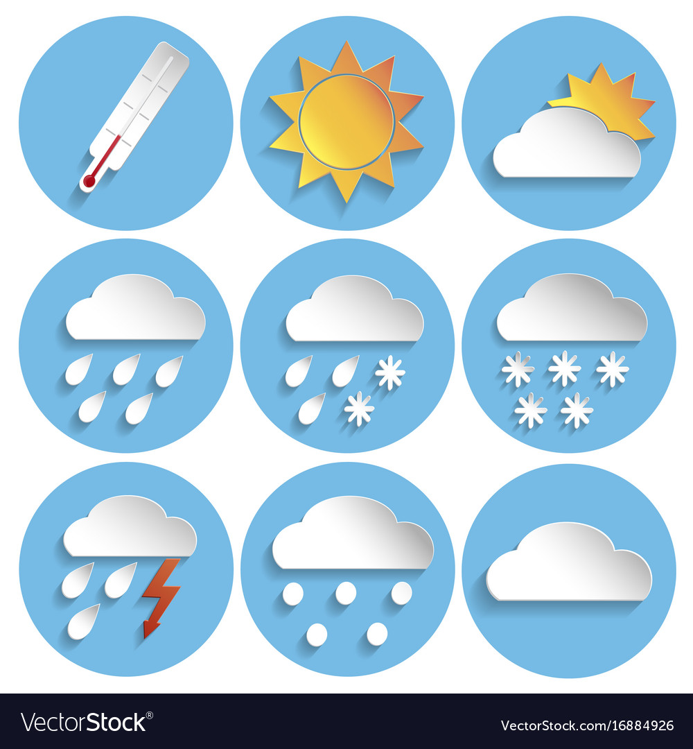 Weather Icon Set Paper Style Royalty Free Vector Image