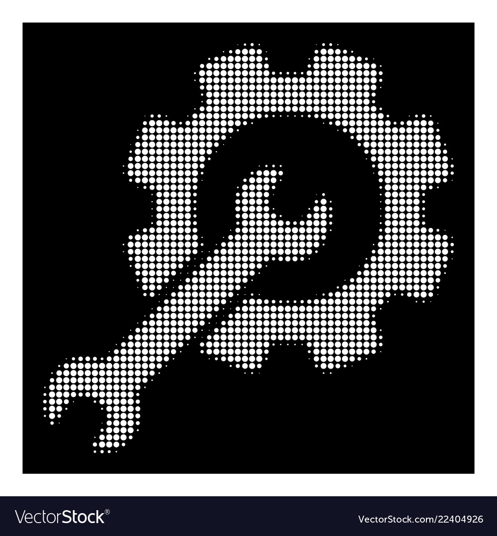 White halftone setup tools icon vector image White halftone setup tools icon