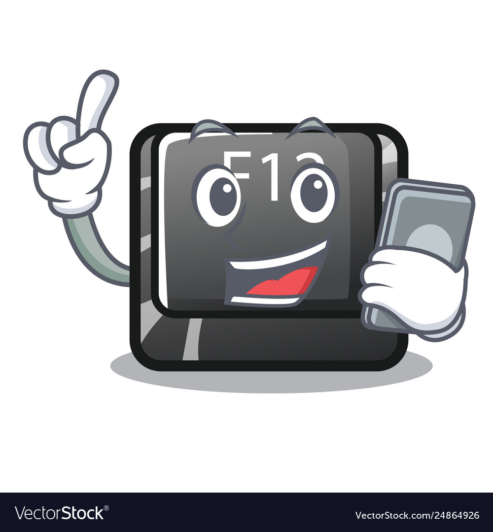With phone button f12 on a keyboard mascot