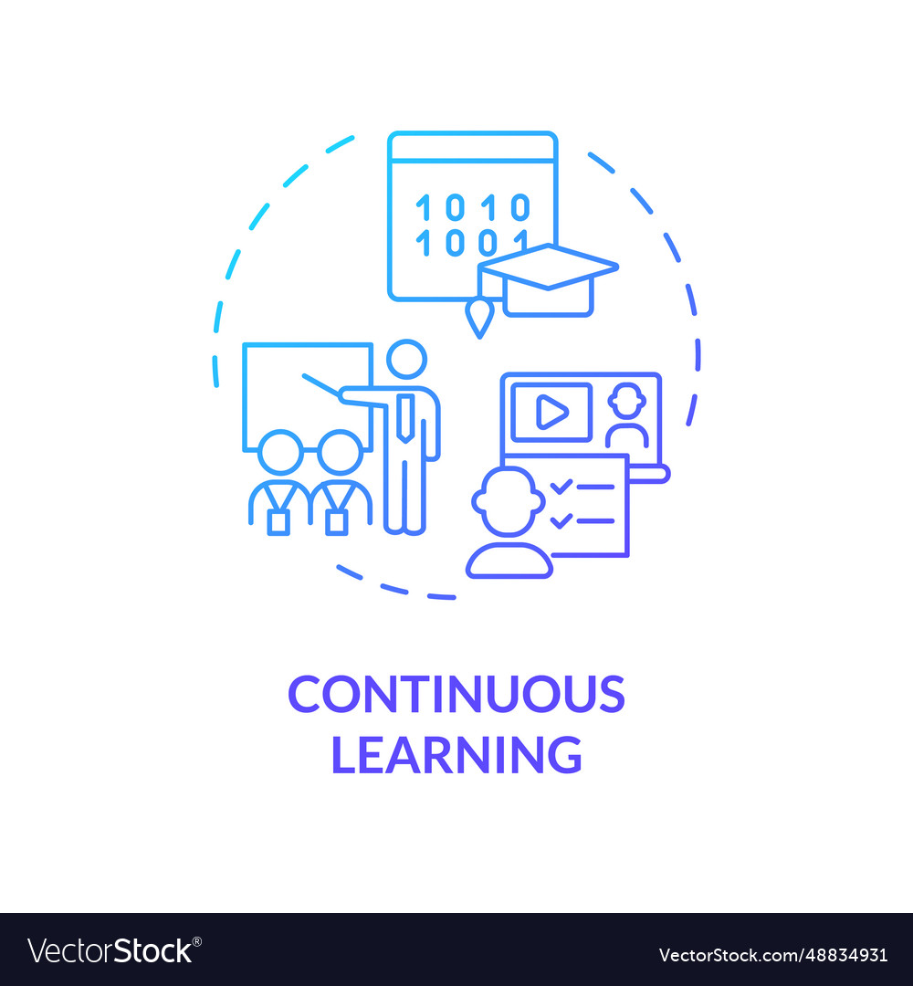 2d gradient thin linear icon continuous learning Vector Image