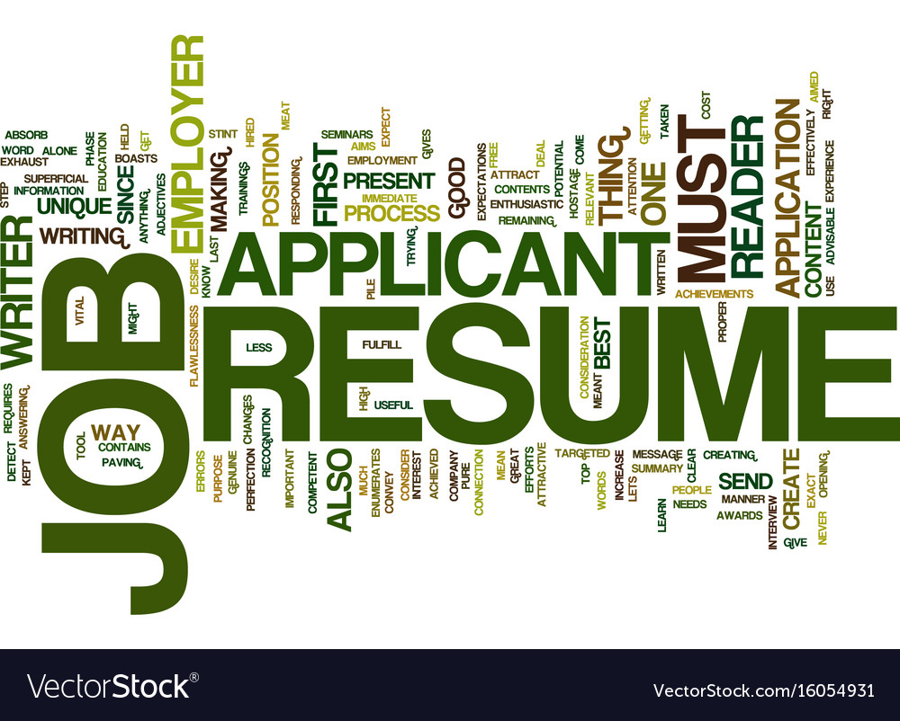 Aims of job resume text background word cloud Vector Image
