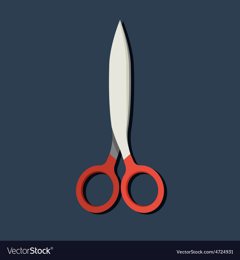 Flat scissors icon with shadow