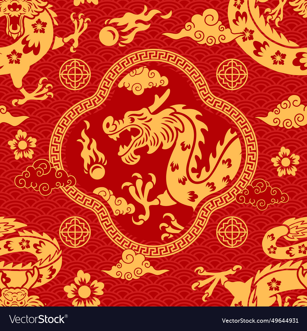 Hand drawn of chinese dragon pattern Royalty Free Vector