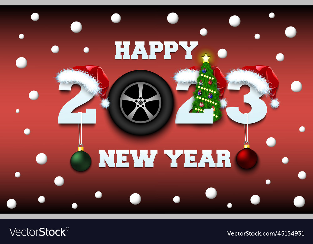 Happy new year 2023 and wheel car