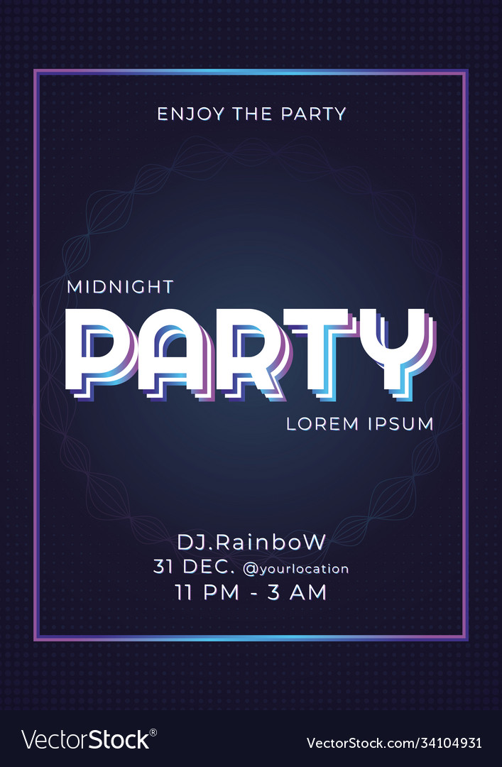 Midnight party banner frame space sound wave Vector Image