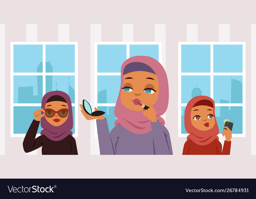 Muslim arab Frauen machen Make-up-Banner
