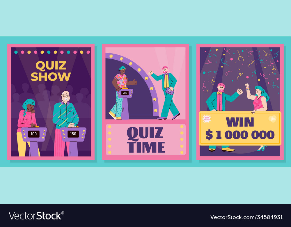 Quiz show banners or posters set with cartoon Vector Image