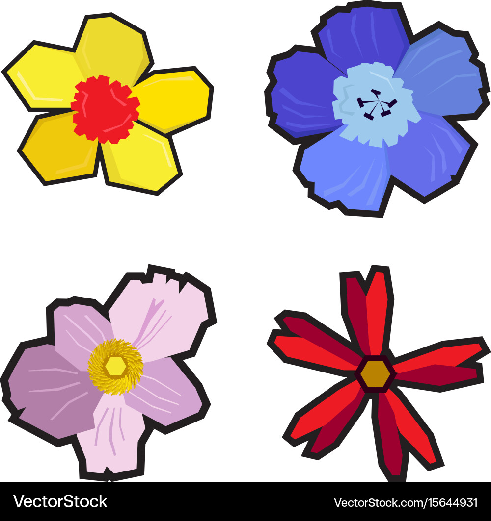 Set geometric flowers Royalty Free Vector Image