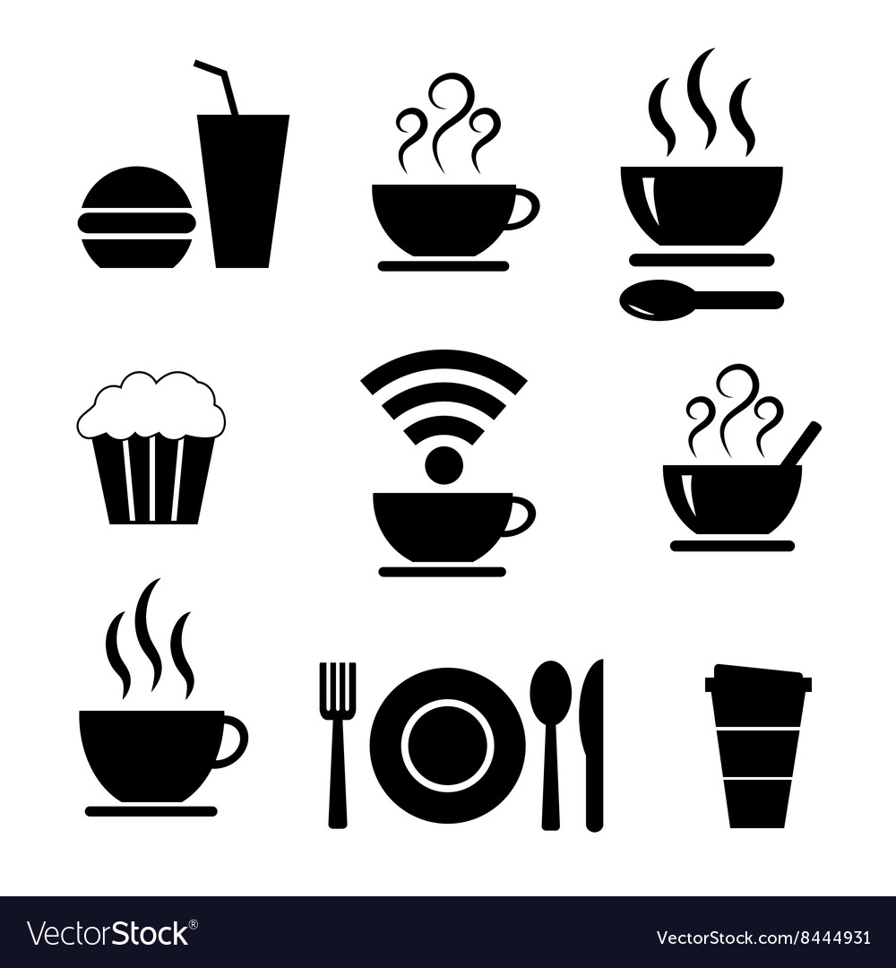 Set of icons with food