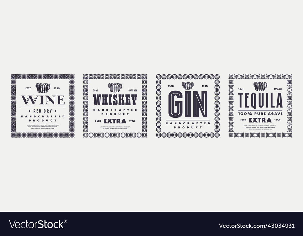 Set of template decorative label for whiskey gin Vector Image