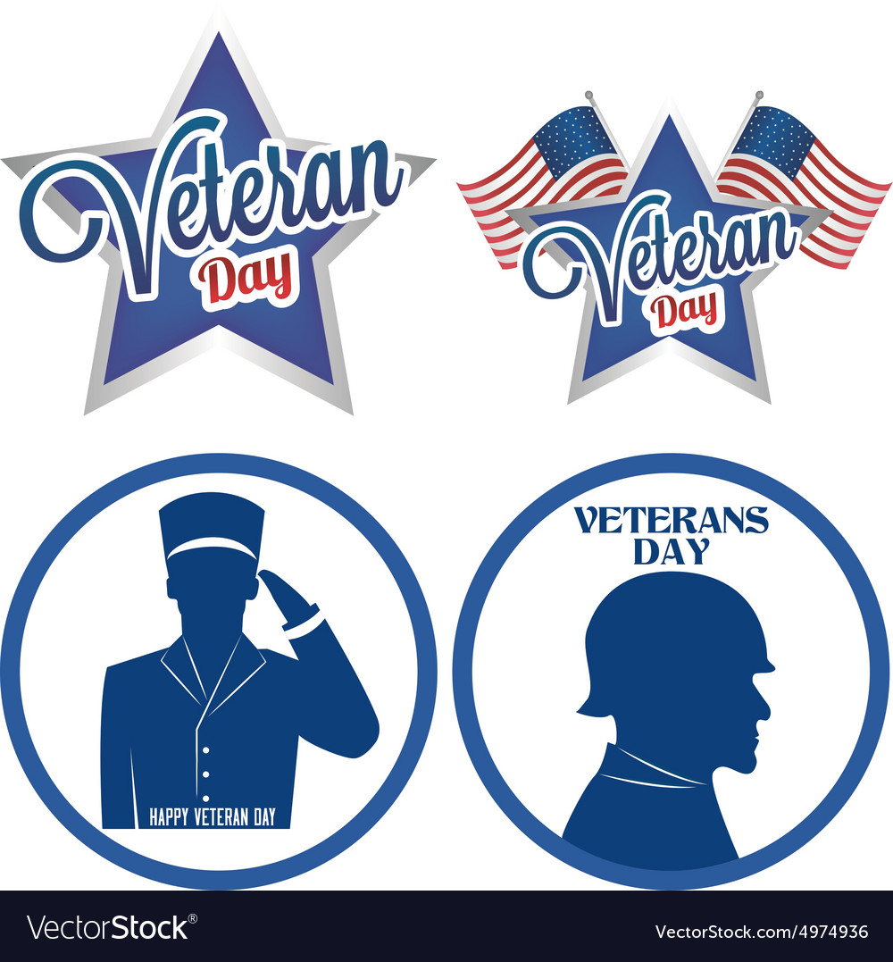 Abstract veteran day objects on a white background