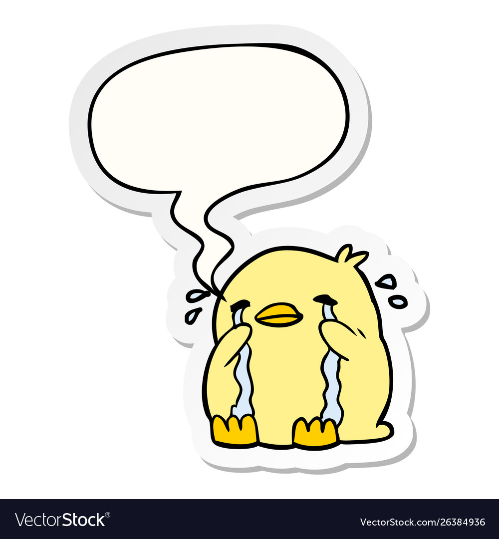 Cartoon crying bird and speech bubble sticker