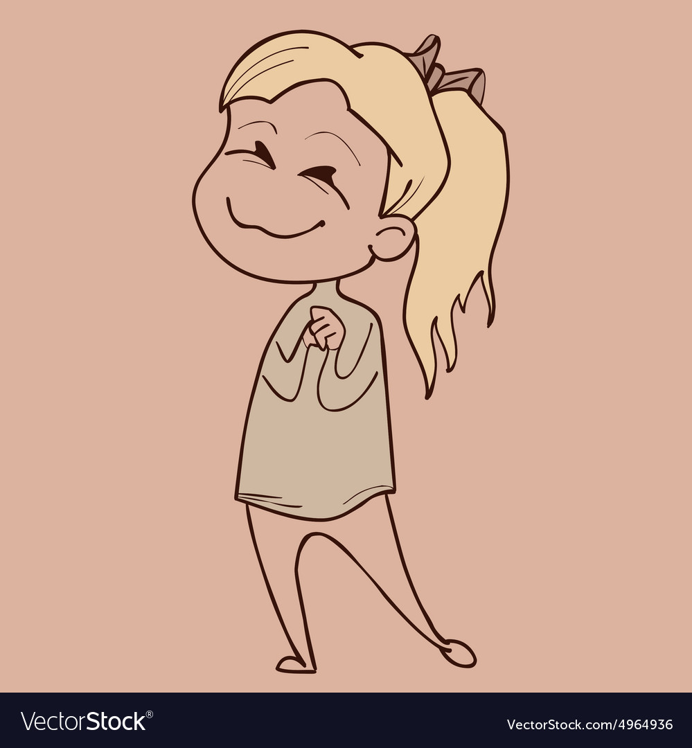 Cartoon girl standing and moved