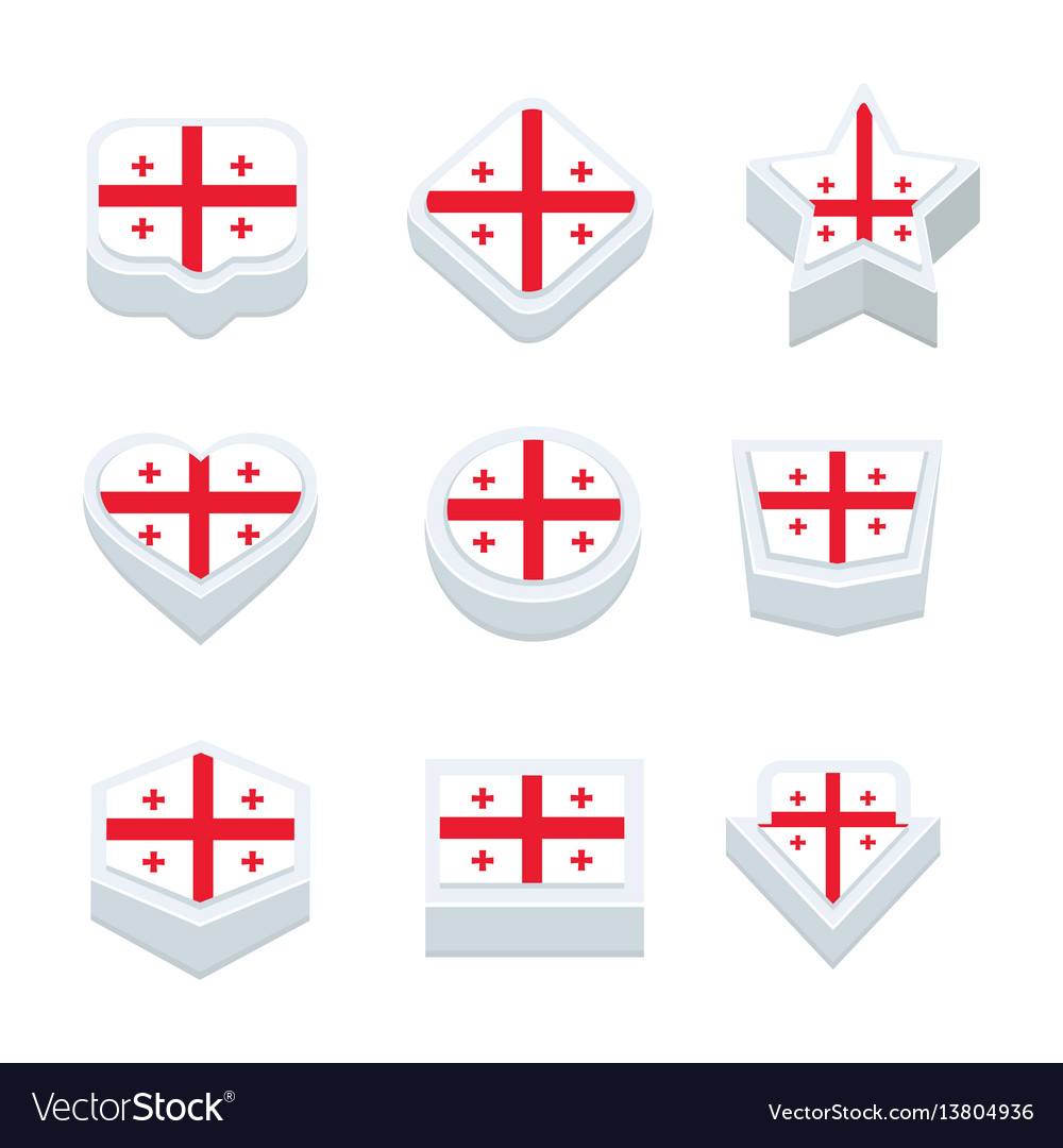 Georgia flags icons and button set nine styles