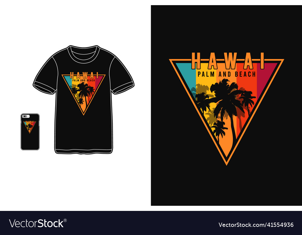 Hawaii palm and beacht-shirt merchandise