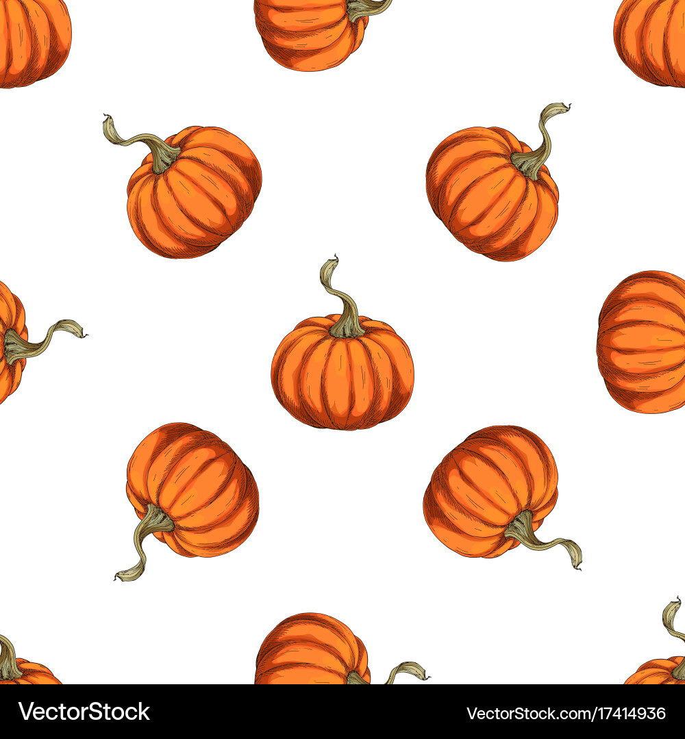 Orange pumpkins seamless pattern Royalty Free Vector Image