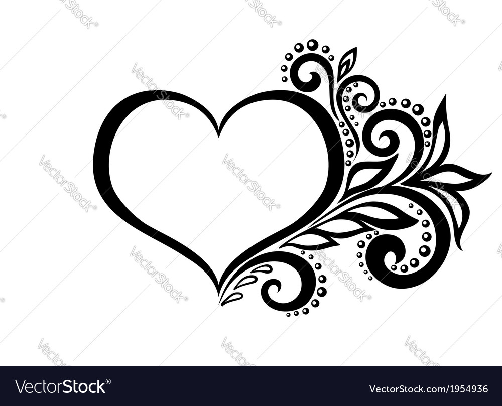 Download Silhouette of the heart of lace flowers Royalty Free Vector