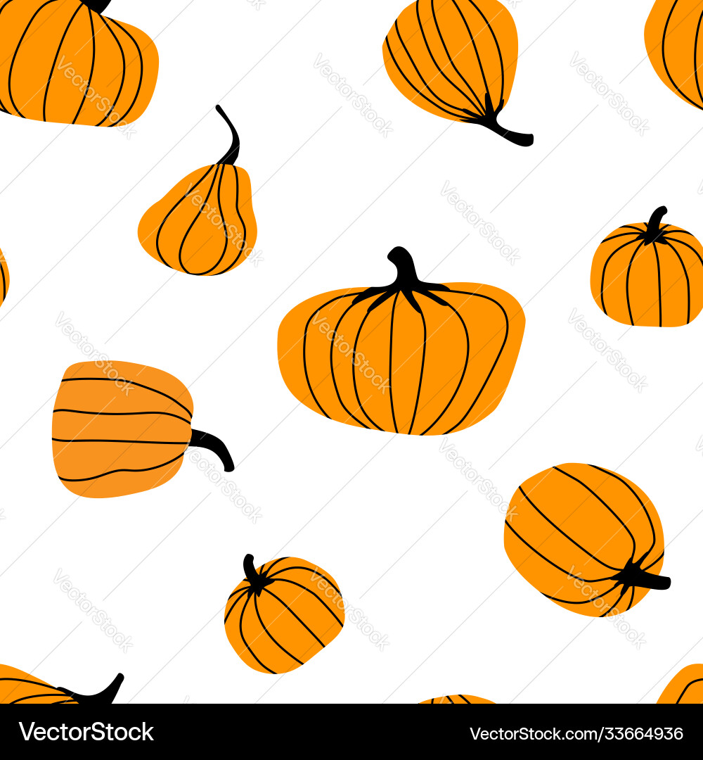 Simple seamless pattern with orange pumpkins Vector Image