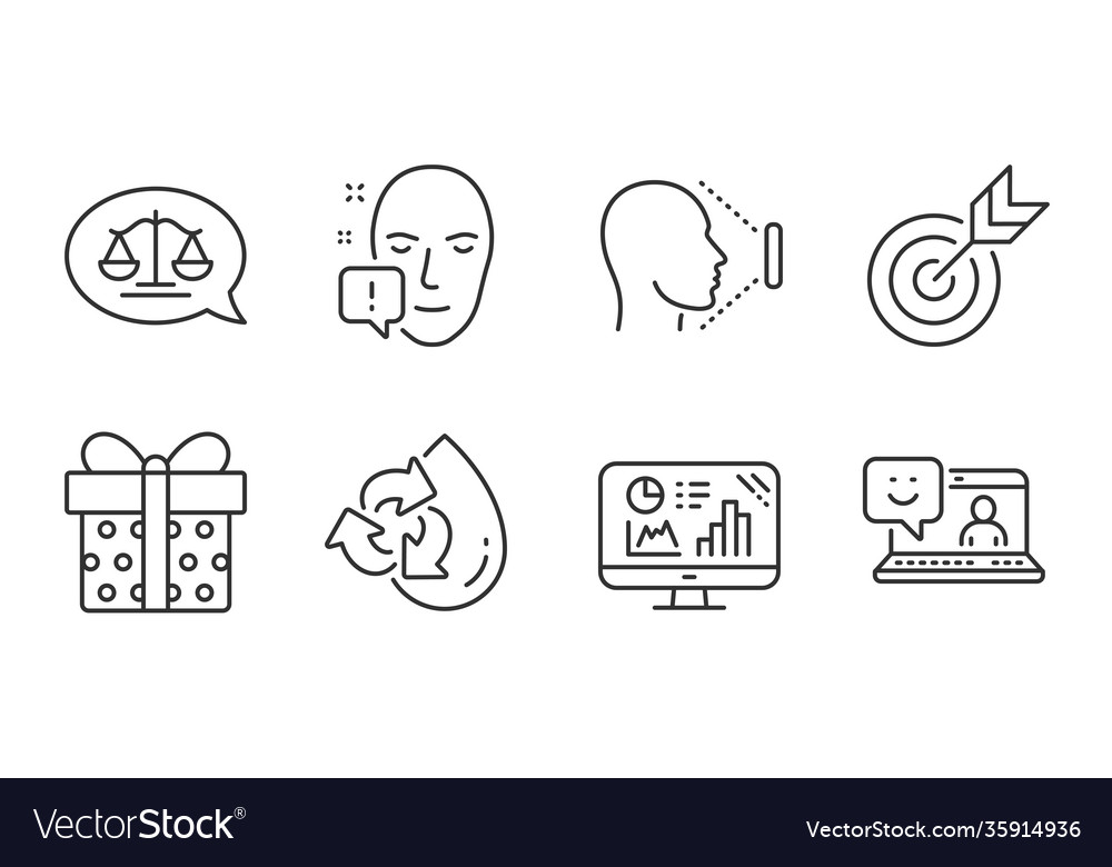 Target analytics graph and face id icons set