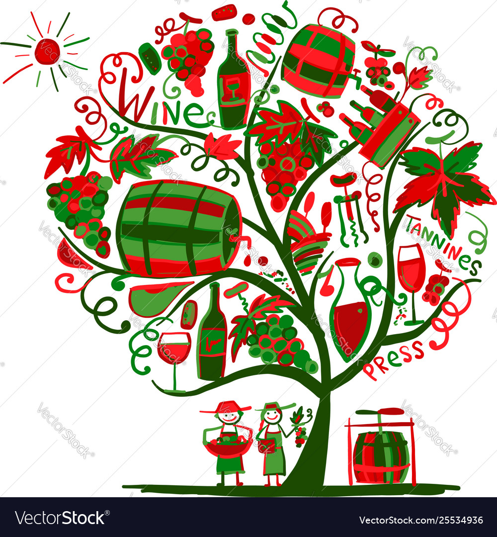 Wine tree sketch for your design