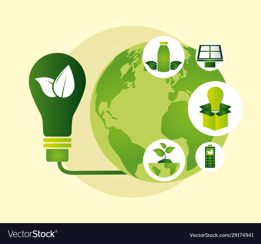 Eco friendly poster with earth planet and set Vector Image