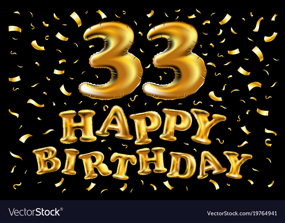 Happy 33rd birthday card brush lettering design Vector Image