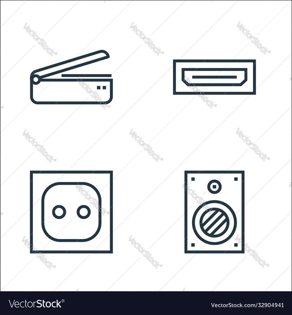 Hardware line icons linear set quality vector image Hardware line icons linear set quality