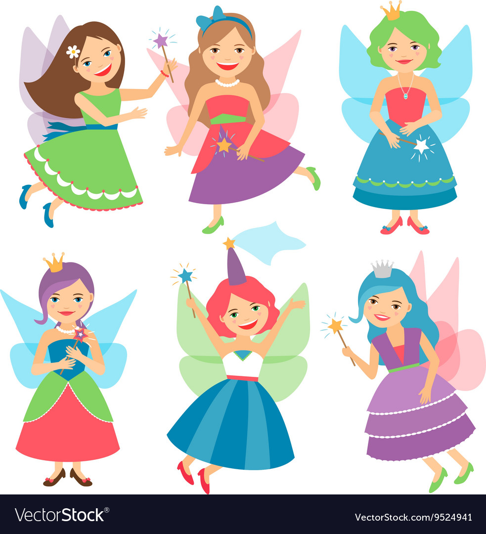 Little fairy girls Royalty Free Vector Image - VectorStock