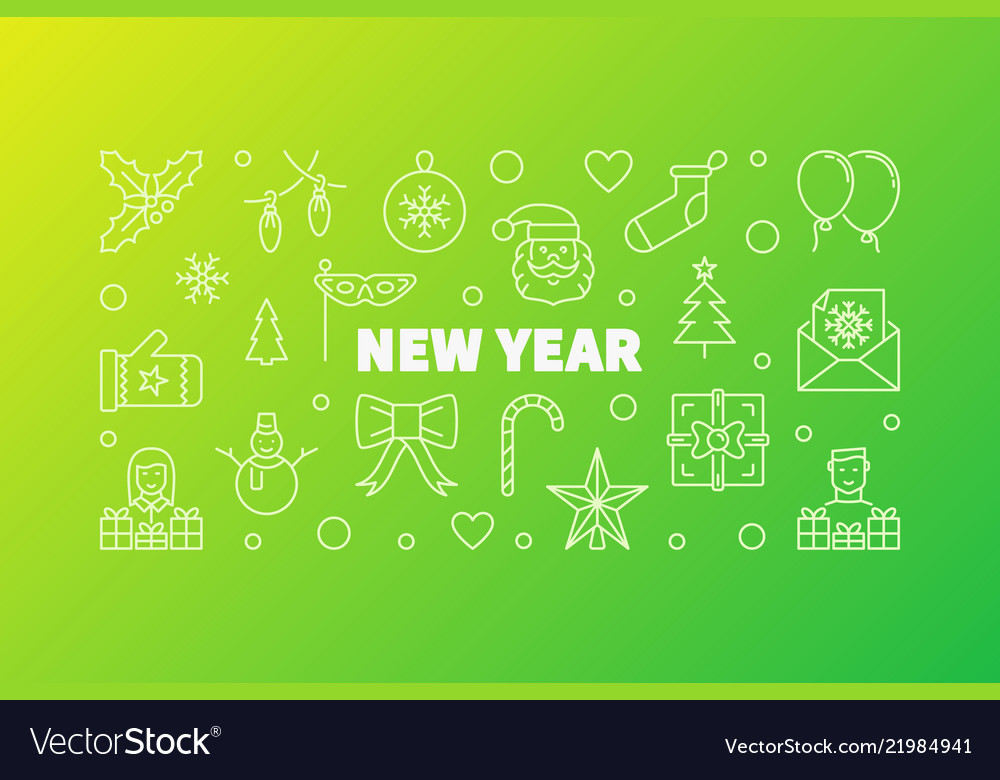 New year horizontal banner Royalty Free Vector Image