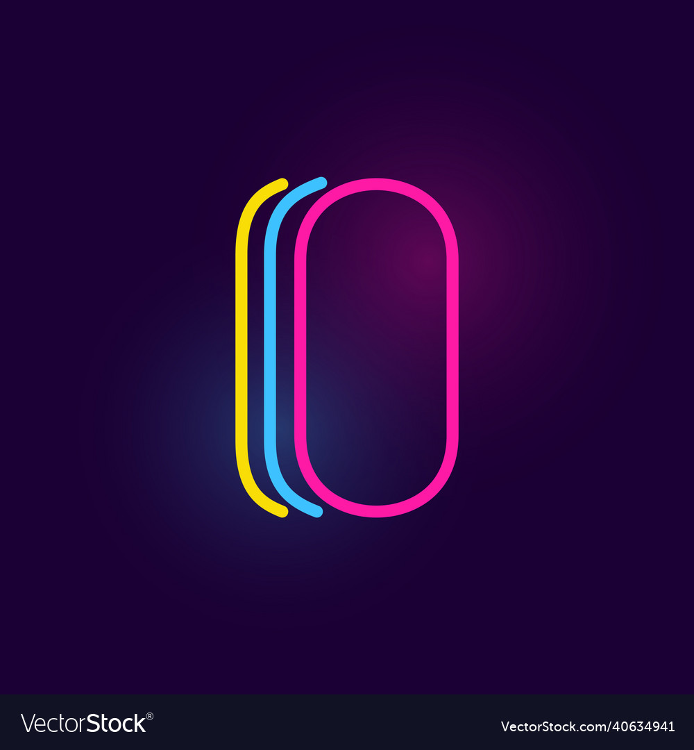 O letter logo is made of three neon lines font