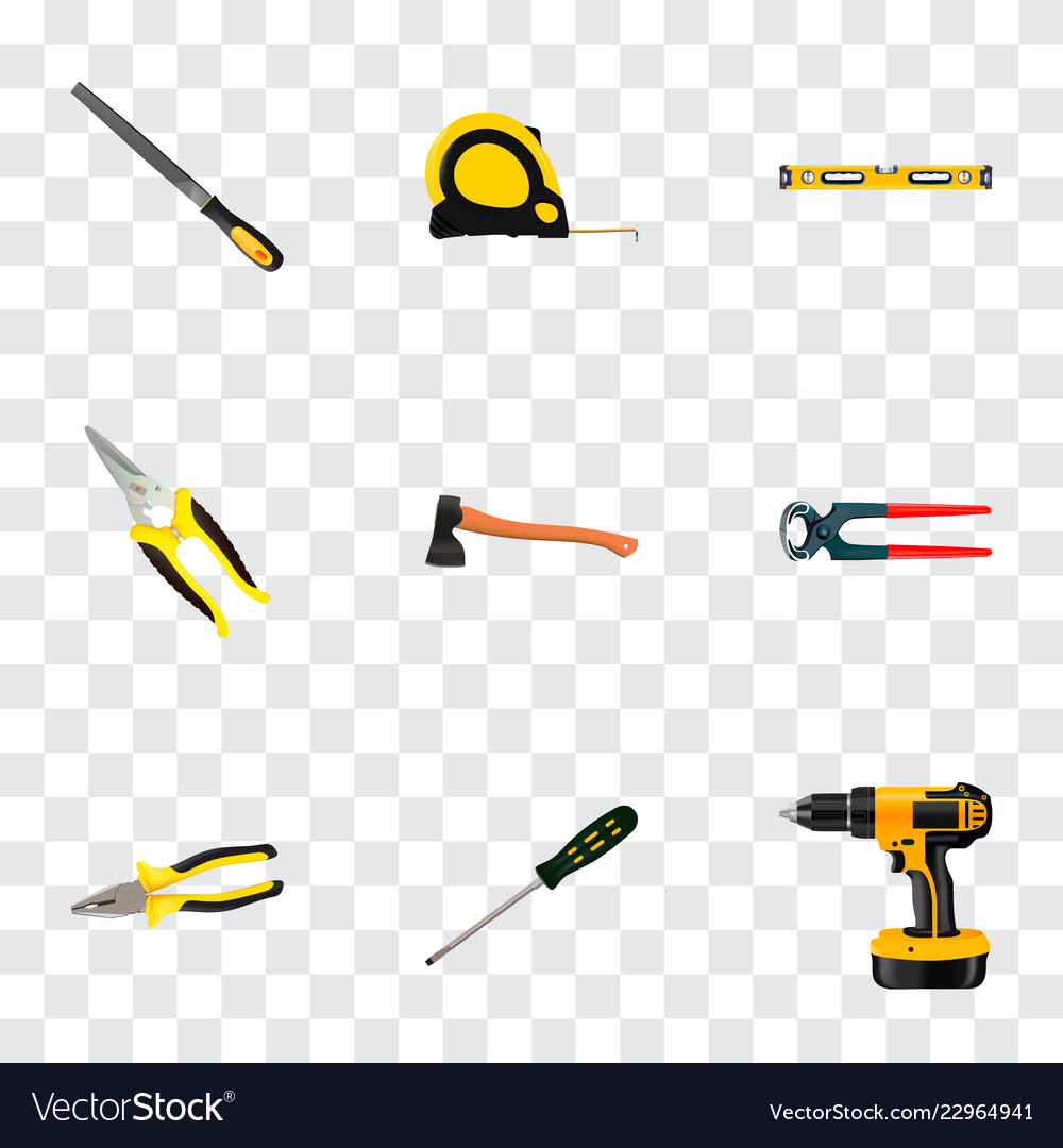 Set of instruments realistic symbols with measure vector image Set of instruments realistic symbols with measure