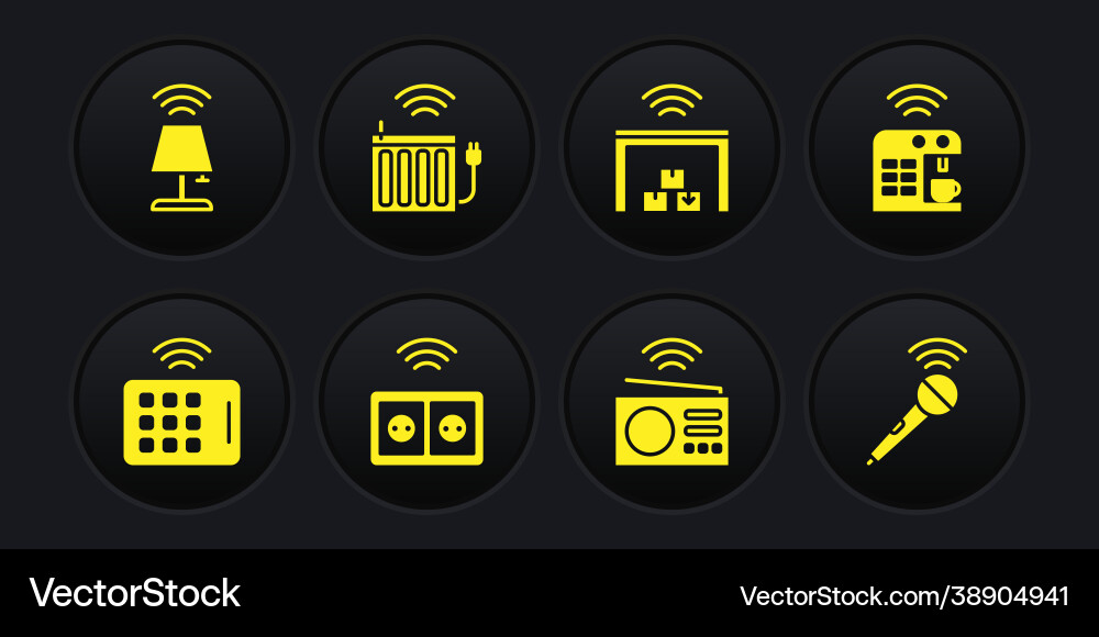 Set wireless tablet smart coffee machine Vector Image