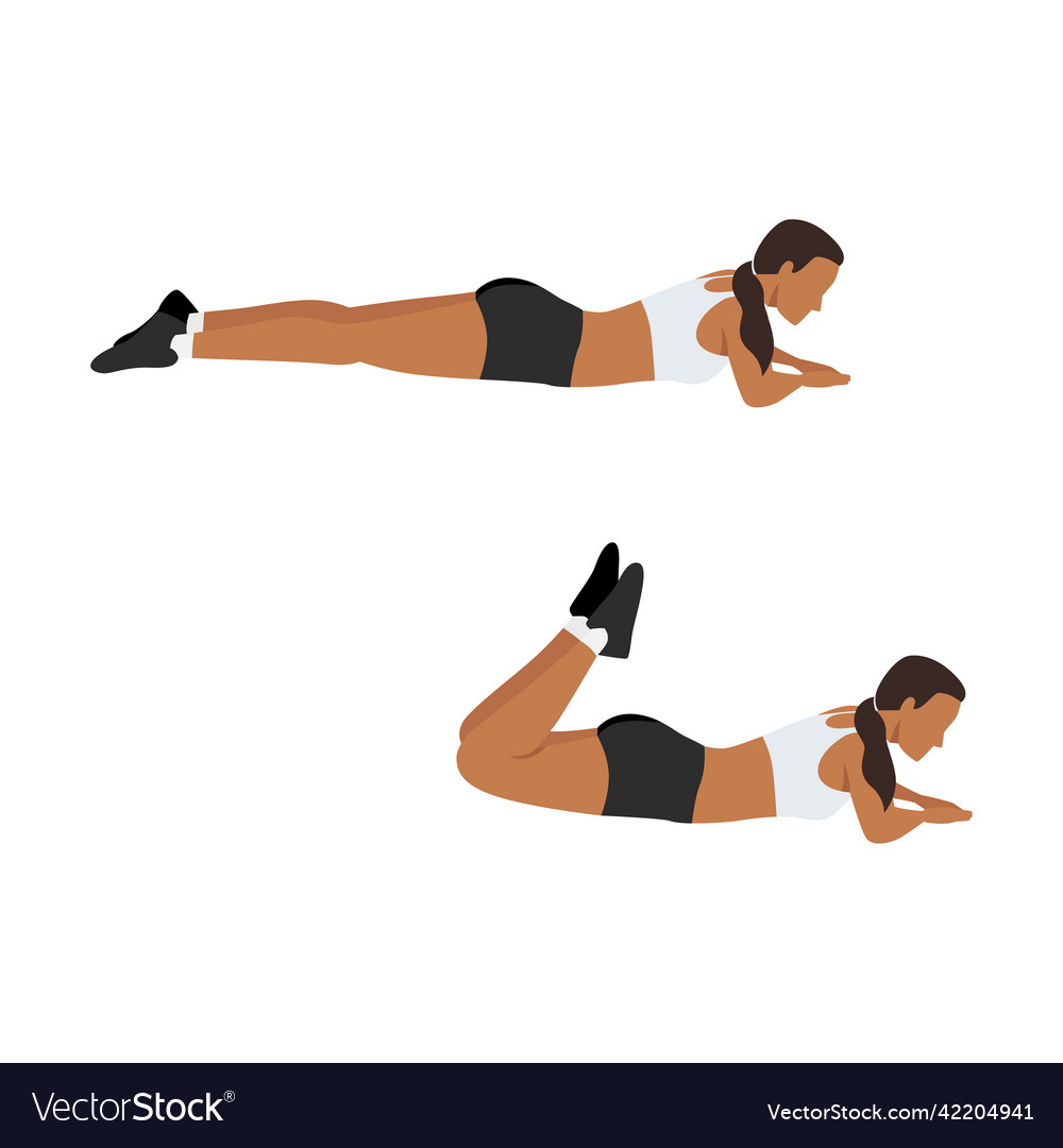 Woman doing hamstring leg curl exercise Royalty Free Vector