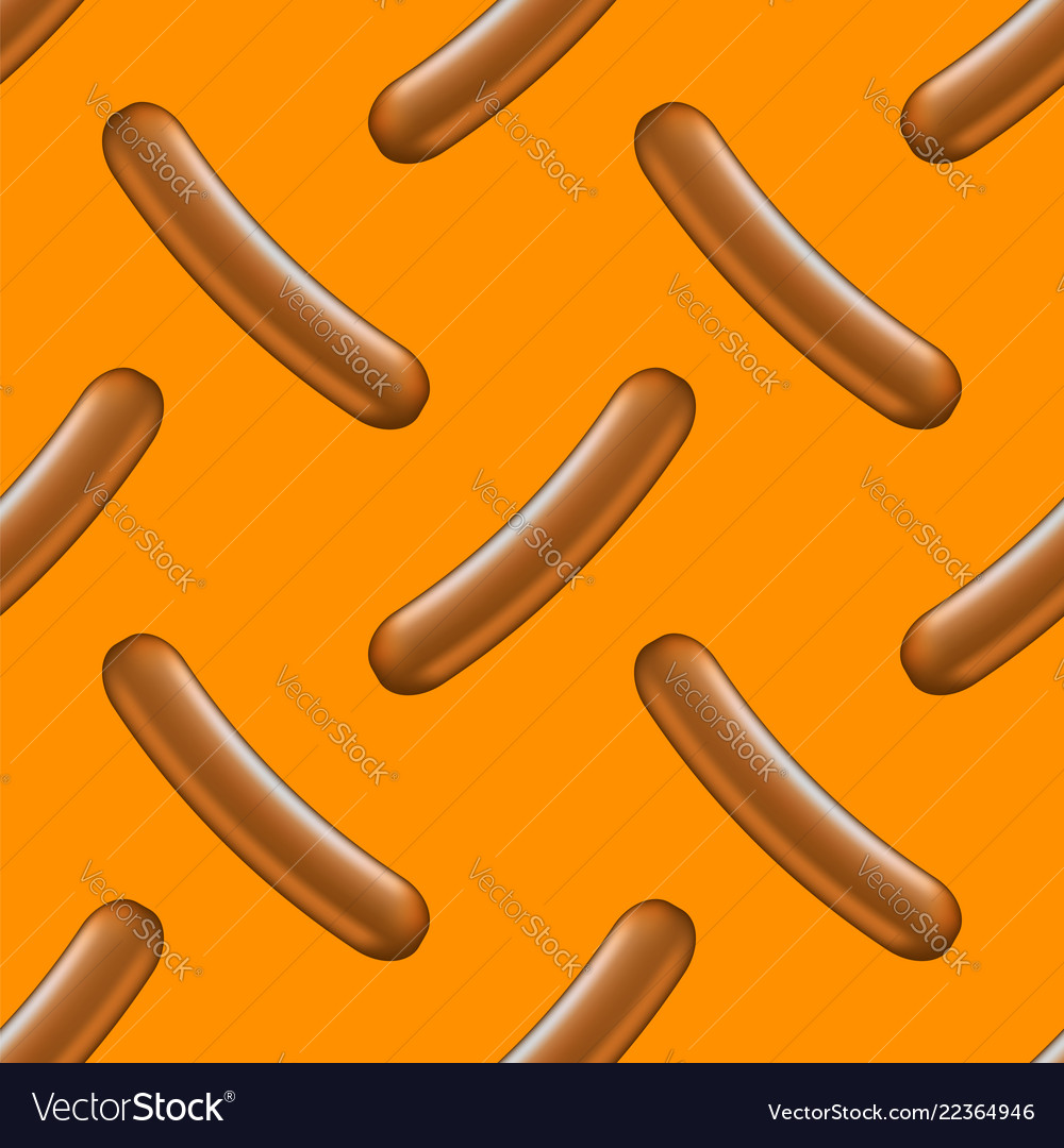 Boiled sausage seamless pattern on orange