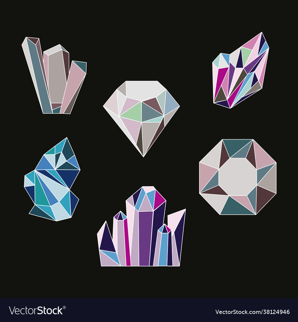 Crystal six gems Royalty Free Vector Image - VectorStock