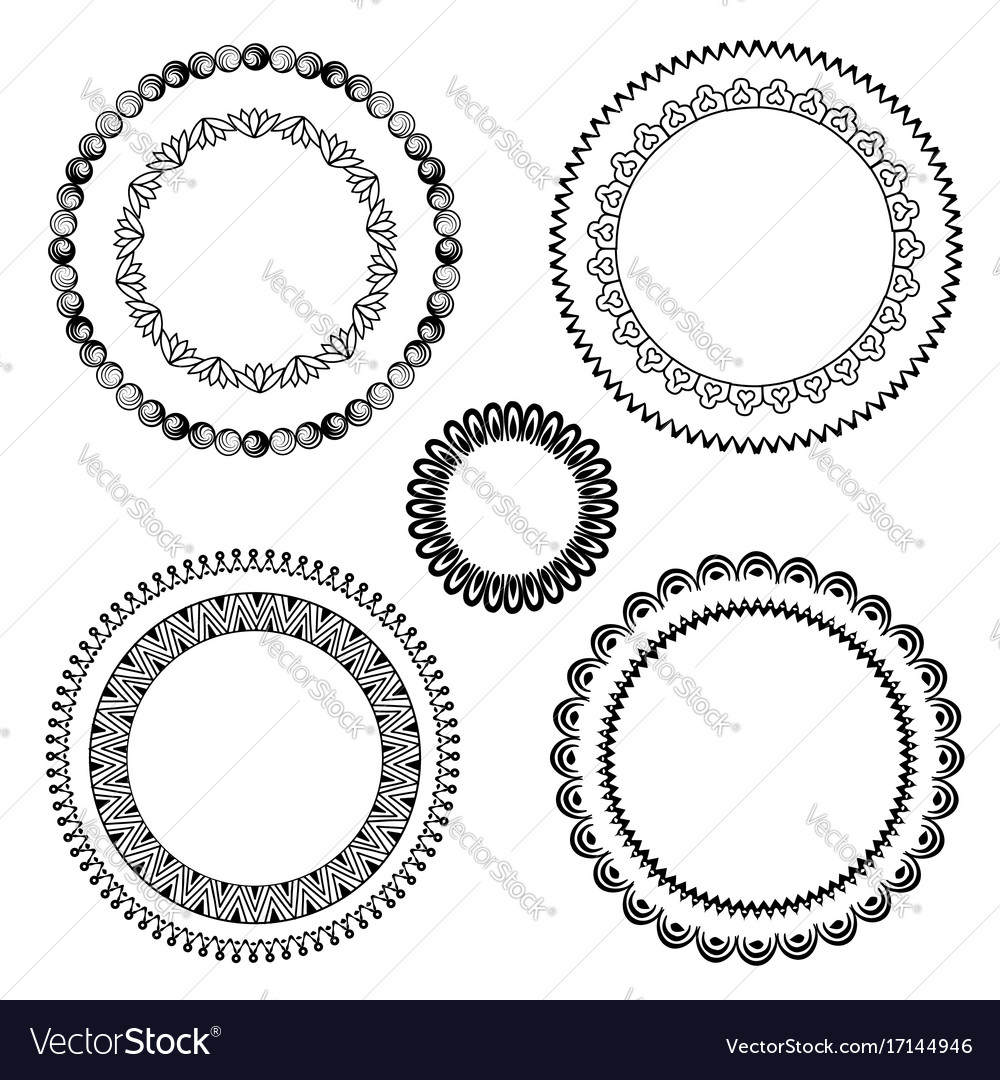 Different shape frames in doodle style retro