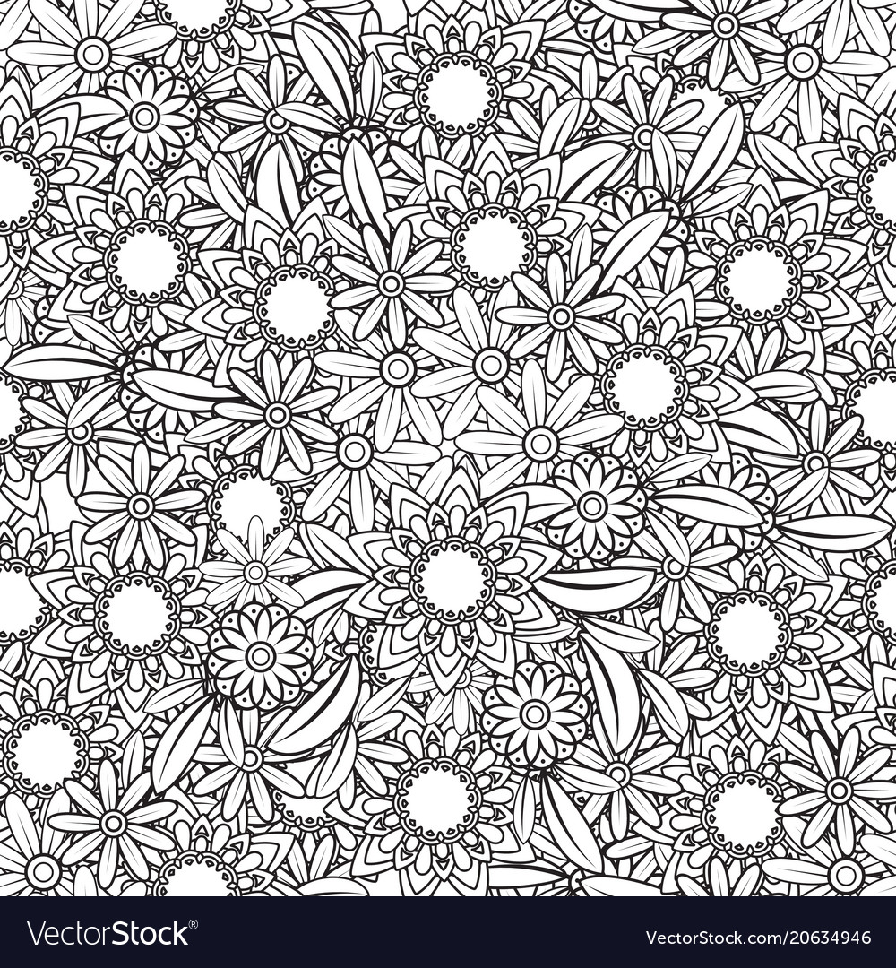 Doodles floral seamless pattern