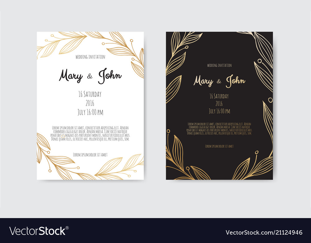 Golden invitation with floral elements