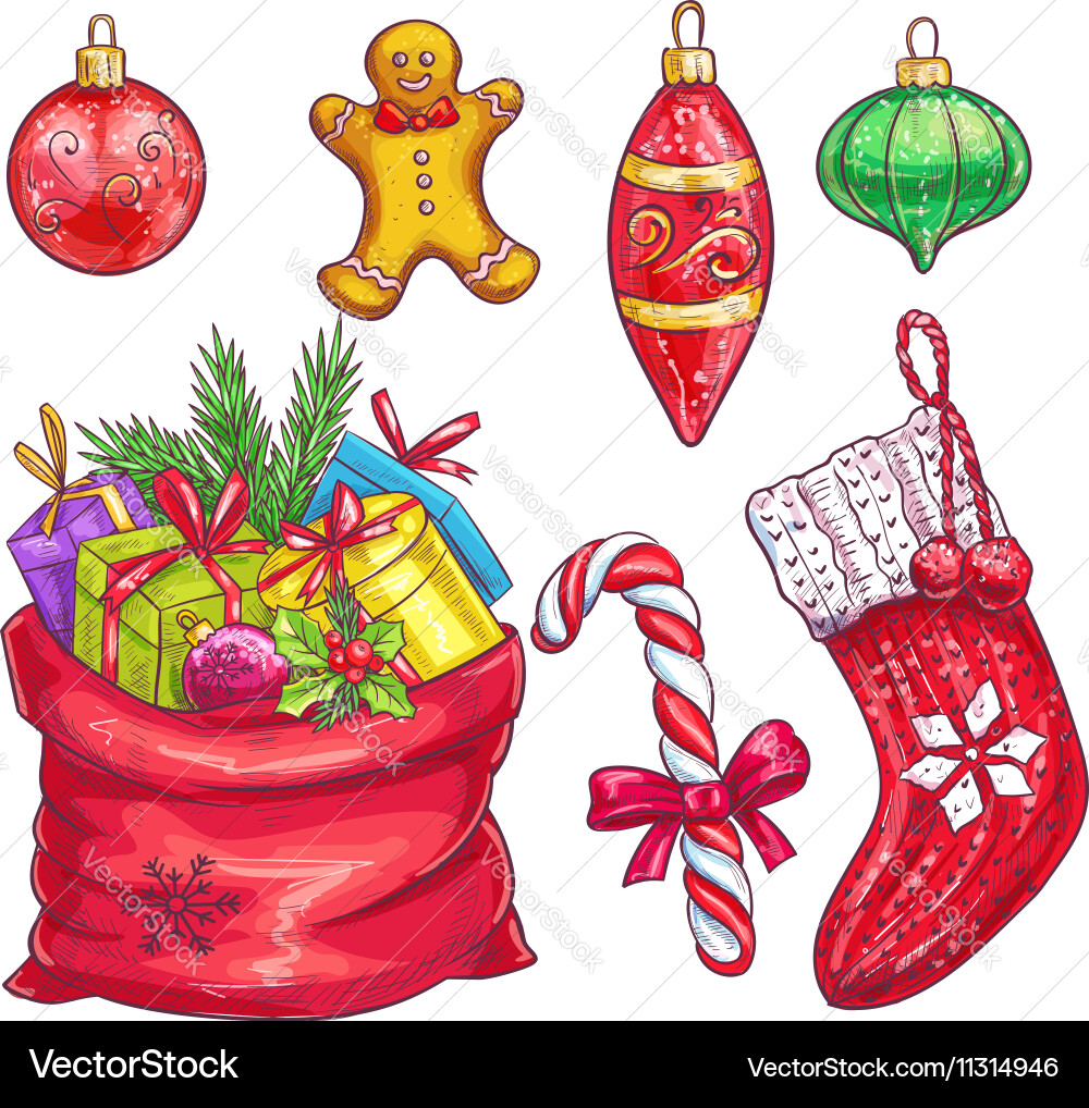 Hand drawn christmas decorative elements Vector Image