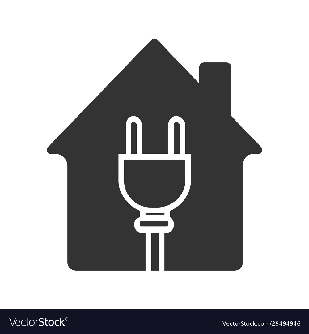 House with wire plug glyph icon